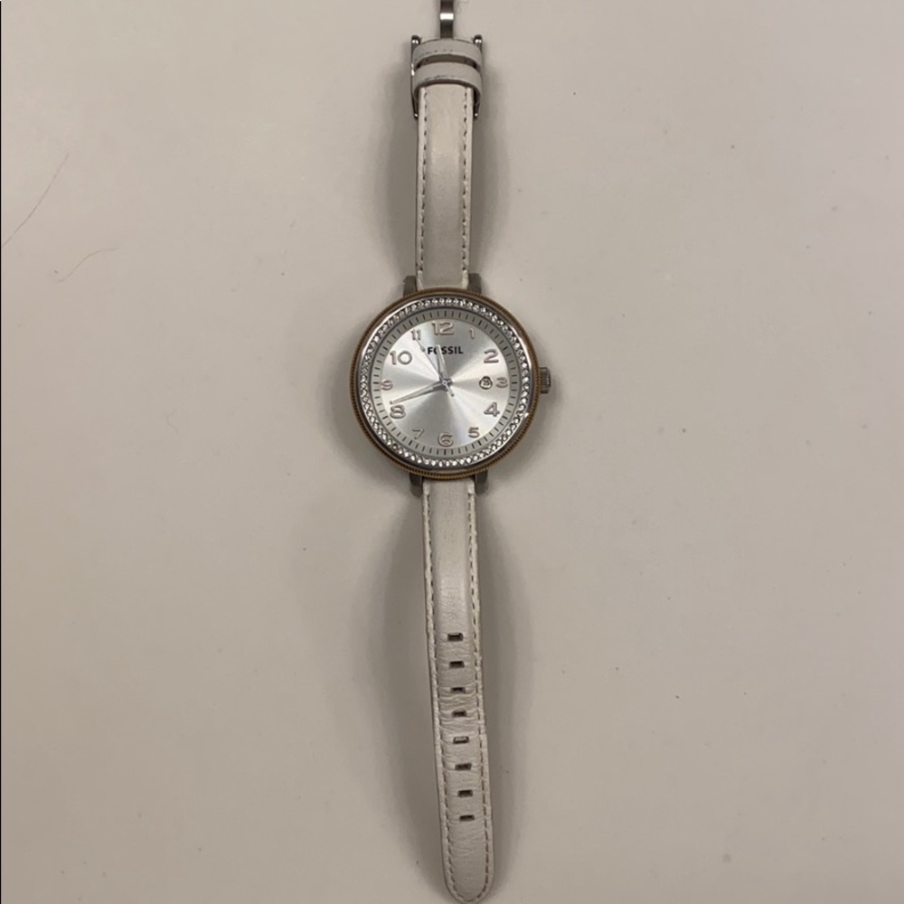 White Fossil Watch